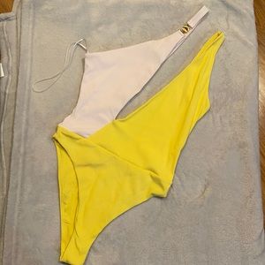 Zara Asymmetrical Yellow & babyPink Swimsuit